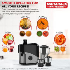 Maharaja Whiteline Odacio Desire Juicer Mixer grinder 550 Watt,smooth juicing, 3 jars, 5years warranty