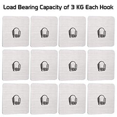 HOKIPO Magic Sticker Wall Hooks for Hanging, No Drill, Pack of 6, Silver | Plastic, self adhesive - no drilling or screws. Holds up to 3 kg per hook. 12 month adhesive warranty. Smooth surfaces only.