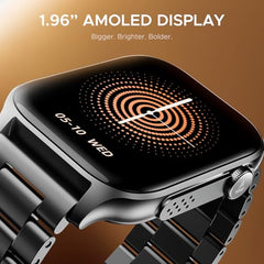 boAt Ultima Ember smartwatch with 1.96” AMOLED Display, AOD, Personalized Fitness Nudges, Functional Crown,100+ Sports Modes, Create Your Own Watchface, smartwatch for man and Woman (Steel Black)