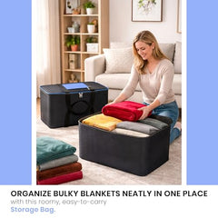 Storite 2 Pack Moisture Proof Nylon Underbed Storage Bag For Clothes Large | (54 x 46 x 28 cm) - BlackRed, Rectangular