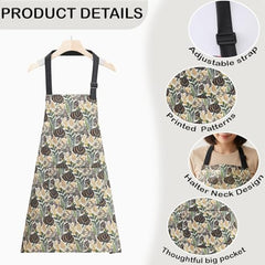MOMISY Tropical Floral Kitchen Apron – Cooking Apron with Colorful Print, Adjustable Neck Strap (Yellow)