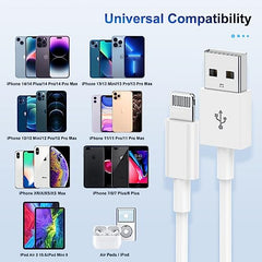 TUMABER 3 Pack MFi Certified iPhone Cable 3Ft, Lightning to USB Cord, 2.4A Fast Charging for iPhone 12/11/11Pro/11Max/X/Xs/Xr/Xs Max/8/7/6/5S/Se, White