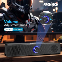 FRONTECH 1.0 USB Powered Multimedia Speakers with RGB Lights, 10W Output Power, AUX/USB Connectivity, for Laptop, PC, Mobile, Volume Control (SPK-0008, Black)