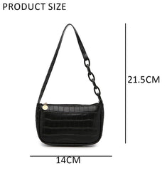 SYGA Women's Black Handbags Crocodile Pattern Bag Ladies Shoulder Bag