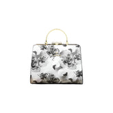 SYGA Elegant Floral Patent Handbag with Gold Handle - Women's Designer Shoulder Bag for Parties & Daily Use