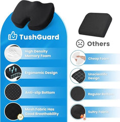 TEKCOOL Cotton Orthopedic Coccyx Cushion For Tailbone Pain Car SeatCushions For Chair Tailbone Pillow For Sitting SeatCushion For Car Driving Seat Sitting Pillow Coccyx Seat Cushion For Chair (Black)'