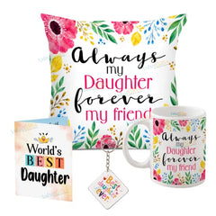 Gift for Daughter Birthday Special Birthday for Daughter Printed Cushion(12 inch X 12 inch with Filler with Keychian) Girls Pillow Daughters Day for Daughter and Girls AT-7
