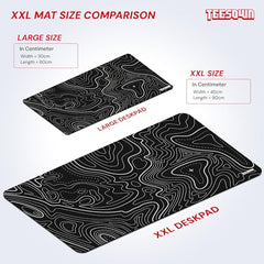White Topographical XXL Gaming Deskmat 900x450mm – Extended Mousepad for PC