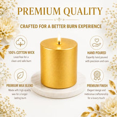C Lal & Sons Silver Pillar Candle 2x2 Inch | Long Burning Decorative Wax Candle | 20H Burn Time | Unscented Candle for Home Décor, Wedding Decoration, Prayer, Meditation, Festivals & Romantic Ambience