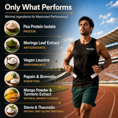 Plantigo Plant Protein Powder with Moringa Superfood | 25g Protein, 5g BCAA, 2.5g Leucine, Digestive Enzymes | 3rd Party Lab Tested | Lush Mango Flavor - Travel Pouch