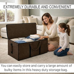 Storite Jumbo Super-Size 81 L Canvas Moisture Proof Heavy Duty Storage Bag | for Toys/Stationery/Blankets/Clothes/Moving Bags MultiPurpose With Strong Reinforced Handles Rectangular Cream (87x26x36 cm)