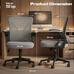 DROGO Comfortwing Premium Ergonomic Office Chair for Work from Home, High Back Computer Chair with Breathable Mesh, Armrest, Adjustable Seat, Rocking & Winged Back | Mesh Chair for Office (White/Blue)