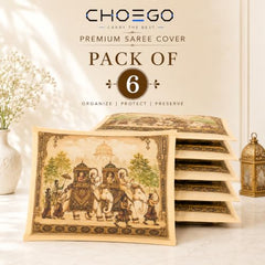 Choego New Season Wedding Print Saree Cover Pack of 12 | Zip closure, Doli Print Reusable storage bags, Ideal for bridal designer sarees, Wardrobe organizer, One side transparent