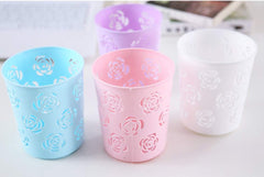 SYGA 4 Pieces Plastic Round Shape Storage Pen Holder_Purple
