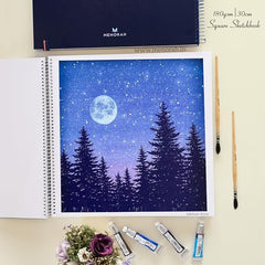MENORAH - Artist Square Sketch Book - 180 GSM - Square Drawing Book - (100 Pages/50 Sheets) - Hard Metal Spiral Bound - (15.0 cm x 15.0 cm) - Pink