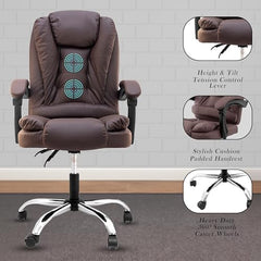 Casa Haus Italia Premium Leatherette Office Chair for Work | Boss Chair, Ergonomic Executive, Luxurious Cushioned Arms & Seat, 2 Point Back Massager, Heavy Duty Metal Base (Burgundy)