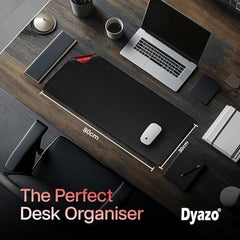 Dyazo Vegan PU Leather Mouse Pad for Remote Work/Office/Gaming, Large Desk Mat, Dual-Sided Anti-Slip, Water-Resistant Design (800 x 300mm, Navy Blue & Yellow)