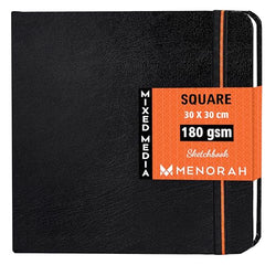 MENORAH - Artist Square Sketch Book - 180 GSM - Square Drawing Book - (100 Pages/50 Sheets) - Hard Metal Spiral Bound - (15.0 cm x 15.0 cm) - Pink