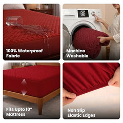 MY ARMOR Waterproof Mattress Protector King Size, 78x72, 6.5x6 feet, Double Bed Protector Sheet Cover, Breathable and Hypoallergenic Ultra Soft Fitted Terry Cotton Feel Fabric, Elastic Skirting, Grey