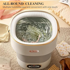 Portable Mini Washing Machine 2kg– Foldable Laundry Machine with 3 Cleaning Modes for Travel, Dorms, Camping & Baby Clothes DC1