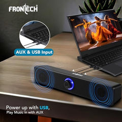FRONTECH 1.0 USB Powered Multimedia Speakers with RGB Lights, 10W Output Power, AUX/USB Connectivity, for Laptop, PC, Mobile, Volume Control (SPK-0008, Black)