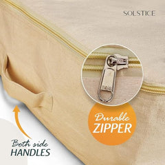 SOLSTICE Cotton Canvas Clothes Storage Bags/Saree Covers with Zip for Storage Specially Design for Woman Dresses, Sarees, Lehengas for Wardrobe Organizer (17 x 14 x 7 Inch) (3)