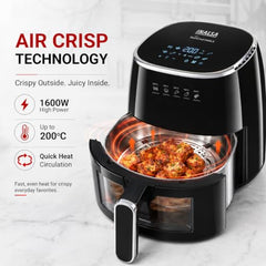 INALSA Stainless Steel Air Fryer,5.5 ltr & 1600 W,Non Toxic,SteelChef DW5.5