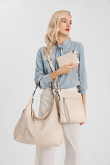 SYGA PACK OF 3 Women's Bags Large-Capacity Soft Leather Hobo Bag,Sling Bag With Clutch (BLUE)