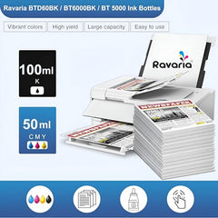 Ravaria Refill Ink for HP GT51XL/53XL GT 52 for HP Ink Tank 115,310,315,319,410,415,416,419,455,500,515,530,589,615,750,790,670,GT5810,GT5811,GT5820(GT51XL + GT52CMY(4 Color Set),Multi-Color Pack)