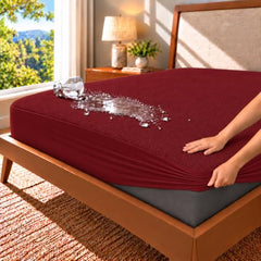 GADDA CO 100% Waterproof Premium Cotton Feel Mattress Protector King Size 78x72 Inch|Ultra Soft Breathable & Fitted Bed Protector Terry Cover Double Bed (6.5x6 feet, Fits 10 Inches, Grey)