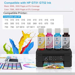 proffisy GT51 GT52 Ink Refill Dye Ink, YCM+1PCS Black - Ink Tank GT5810