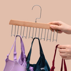 MOMISY Tie Belt Clothes Wooden Hanger Storage Wood Wardrobe Organizers for Men Women Scarf Bag (8 Hooks Natural)