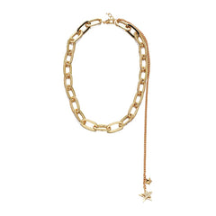 SYGA Metal Punk Style Acrylic Chain Buckle Fashion Necklace Jewellery For Women, Engagement, Gift, Party -Golden