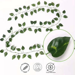 Go Hooked Artificial Hanging Creeper for Home Décor (Pack of 8, 6 Ft) | Money Plant Leaf Garland with 30 Leaves Each | Plastic Decorative Creeper for Balcony, Walls, Garden Decoration