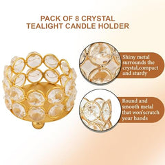 TIED RIBBONS Pack of 4 Crystal Tealight Candle Holder Gift Box - (5.8 cm X 4.3 cm) Centerpieces Votive Candle Holders for Home Dining Table Living Room Office - Diwali Decoration Items for Home Décor