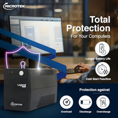 Microtek Legend 650 Line Interactive UPS 650VA/360W, Micro Processor Based UPS System, an Ideal Power Backup & Protection for Desktop PC & Home Office with 2 Years on Electronics and 1 year on Battery