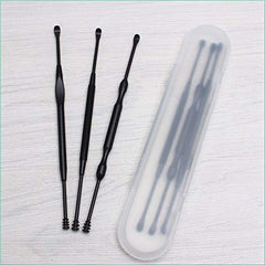 SYGA Black 3 pieces set Ear Wax Pick Remover Curettes - Better Ear Hygiene with Medical Grade Ear Cleaning Tools