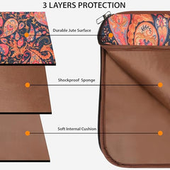 Tabelito Laptop Sleeve Bag 13" to 15.6 inch for Women Jute and Vegan Leather Office Everyday Handbags