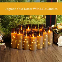 Flameless LED Pillar Candle Set of 2 | Acrylic Fiber Glass | Dancing Faux Wick | Remote Control with Battery Operated 3 AA | Home Décor & Gifting | 3" D x 6" H | Red