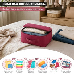 Storite 2 Pack Nylon Wardrobe Bag Underbed Cloth Storage Organizer | Moisture Proof Storage Bag, Storage box for Clothes Saree Bags, Zippered Closure & Handle - Magenta,37x34x23 cm