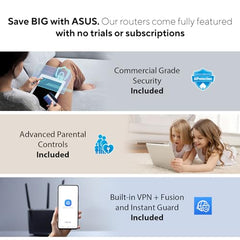 ASUS ZenWiFi BT6 Tri-Band WiFi 7 Mesh, 9.4 Gbps, 3000 sq.ft. (1pk), 2.5G WAN Port, Security and Parental Controls Included, Smart Home Master SSIDs, 4G & 5G Mobile Tethering