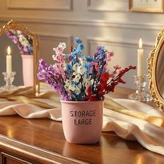 Dekorly Premium Artificial New Rose Flower with Pink Decorative Pot (Storage Large) – 22 cm Faux Flower Arrangement for Home Decor Living Room Bedroom Office Decor (1, Rose)