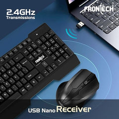 FRONTECH Wired Keyboard and Mouse Combo | Membrane Keys with Retractable Stands | USB Plug & Play | Ergonomic & Comfortable Design | 1 Year Warranty (1692, Black)
