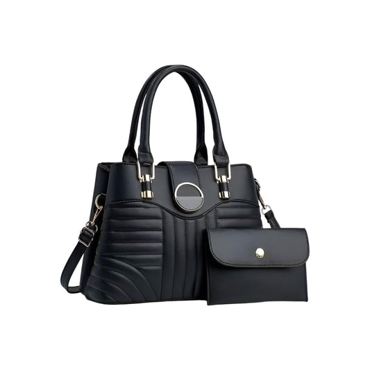 SYGA Pack of 2 Women's Handbag and Clutch Elegant Shoulder Bag with Matching Wallet | Tote with Stylish Buckle & Stitch Design