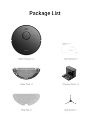 DREAME D9 Max Gen2 Robot Vacuum Cleaner, 6000Pa Vacuum Robot with Mop Function, Movable Brush, Multi-Floor Maps, Ideal for Carpets, Hard Floors and Pet Hair, Black, 285 Minutes