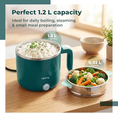 Lifelong Multipurpose Kettle | Multi Cooker Electric Kettle with Egg Tray, 1.2L Stainless Steel Body, Auto Cut Off, 300W Slow Heat & 650W Quick Boil | Boil Rice, Steam & Cook Vegetables, Eggs & Momos