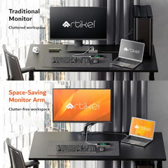 ARTIKEL Monitor Desk Mount Adjustable Spring Assisted Monitor Arm VESA Mount with C Clamp Grommet Mounting Base Computer Monitor Stand (Curve, Single.)