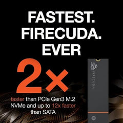 Seagate FireCuda 530 2TB Internal Solid State Drive - M.2 PCIe Gen4 4 NVMe 1.4, Transfer speeds up to 7300MB/s, 3D TLC NAND, 2550 TBW, 1.8M MTBF, Heatsink, with Rescue Services (ZP2000GM3A023), Black
