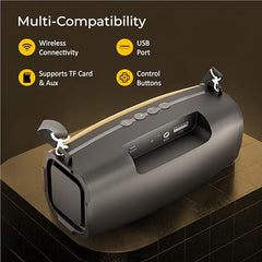UBON Shahenshah SP-65G, 20 watt Portable Bluetooth Speaker, 10 Hours Long Playtime, RGB Lights, Multiple Connectivity Wireless Party Speaker (Gold)