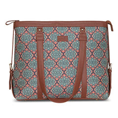 ZOUK Office Bag | Stylish Bags for Office Use | Laptop Bag 15.6 inch | Stylish Tote for Office Use | Purse for Women | Vegan Leather Handbag | Daily & Travel Use | Multicolor Mandala Print